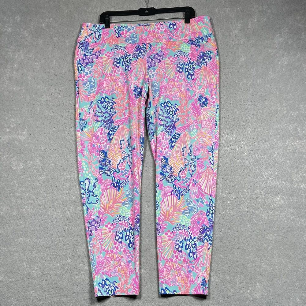 Lilly Pulitzer Luxletic Corso Pants Sz 16 Splendor in the Sand Golf Pink UPF
